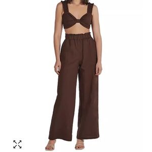 NWT Charlie Holiday Diana Wide Leg Chocolate Trouser - Size XL